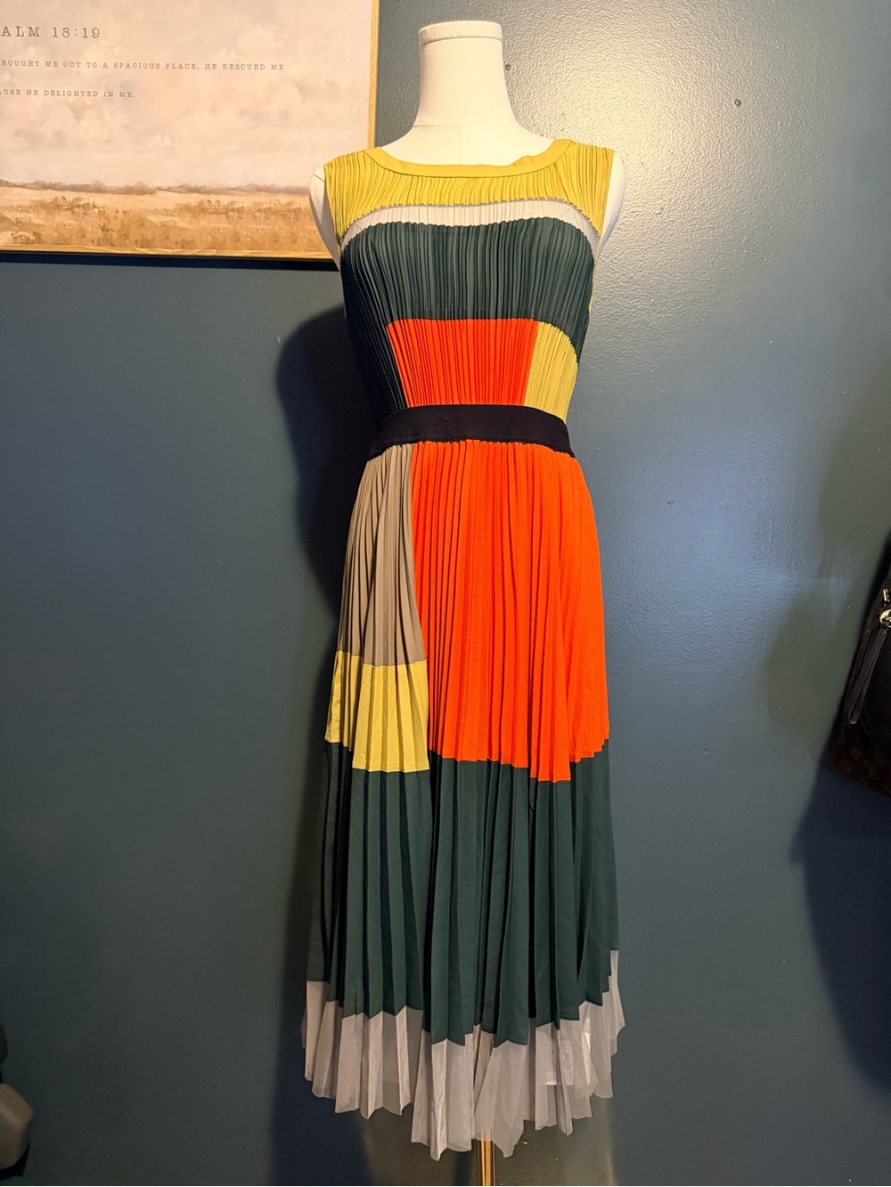 BCBGMaxAzria Runway Kamille/Camille Multicolor Pleated Midi Dress